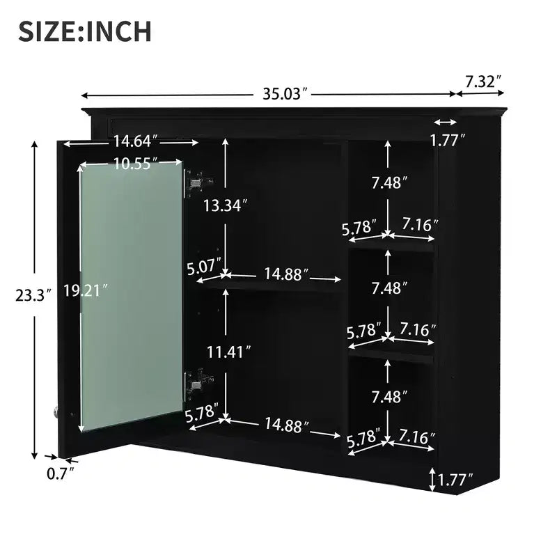 Armoire de toilette murale avec miroir et charnières à fermeture douce