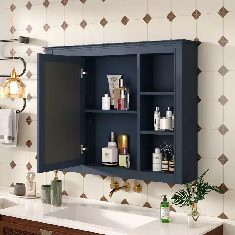 Armoire de toilette murale avec miroir et charnières à fermeture douce
