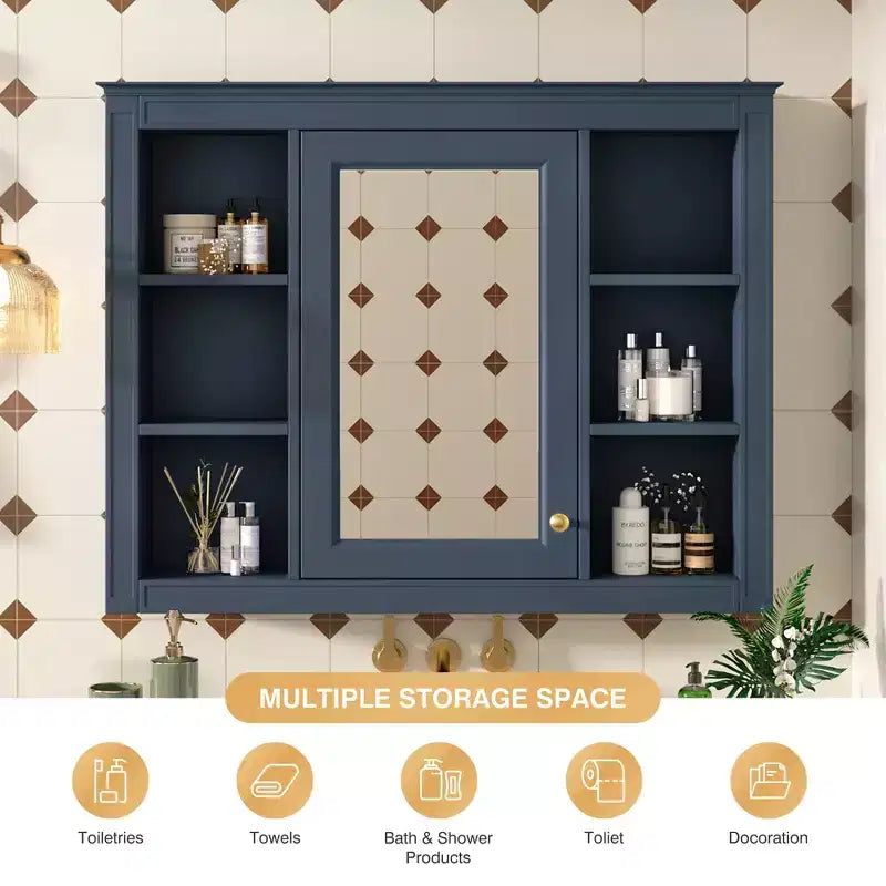 Armoire de toilette murale avec miroir et charnières à fermeture douce