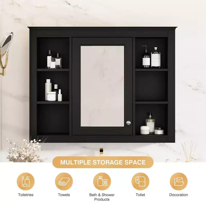 Armoire de toilette murale avec miroir et charnières à fermeture douce