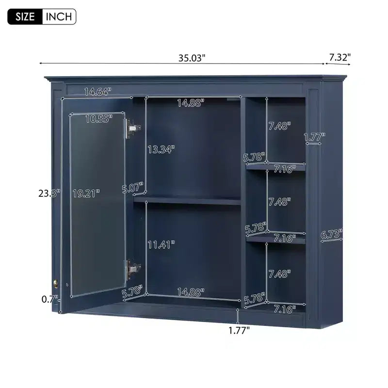 Armoire de toilette murale avec miroir et charnières à fermeture douce