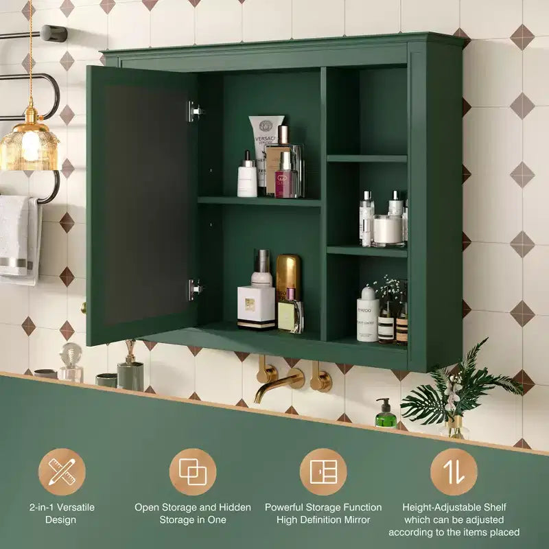 Armoire de toilette murale avec miroir et charnières à fermeture douce