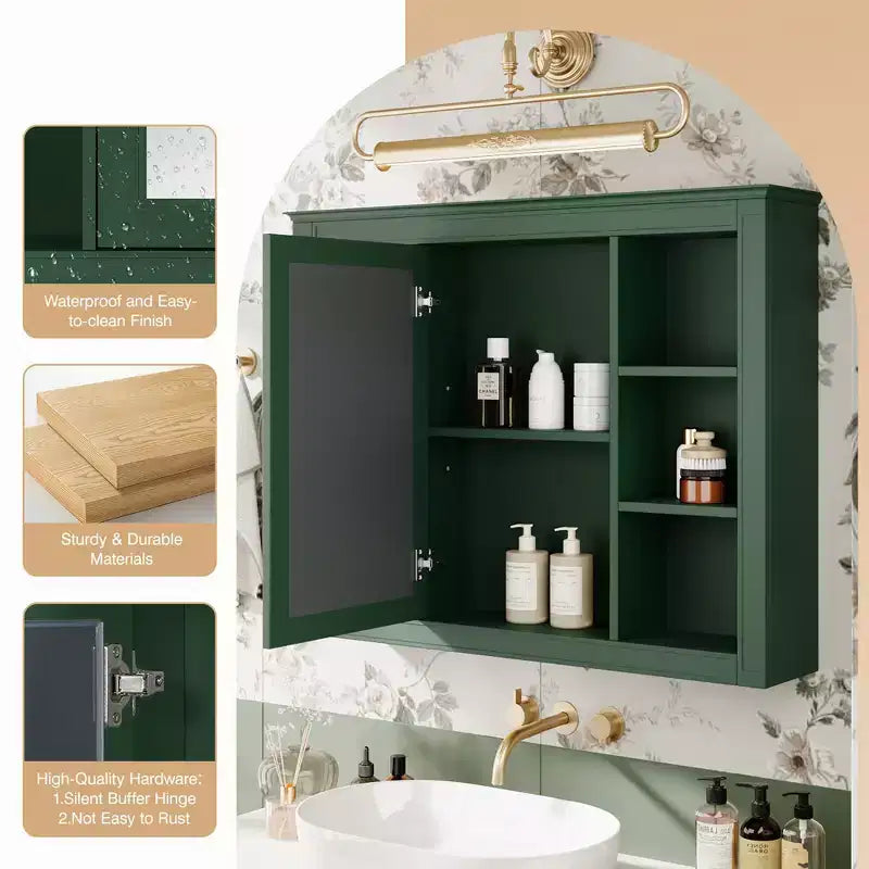 Armoire de toilette murale avec miroir et charnières à fermeture douce