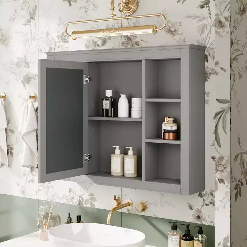 Armoire de toilette murale avec miroir et charnières à fermeture douce