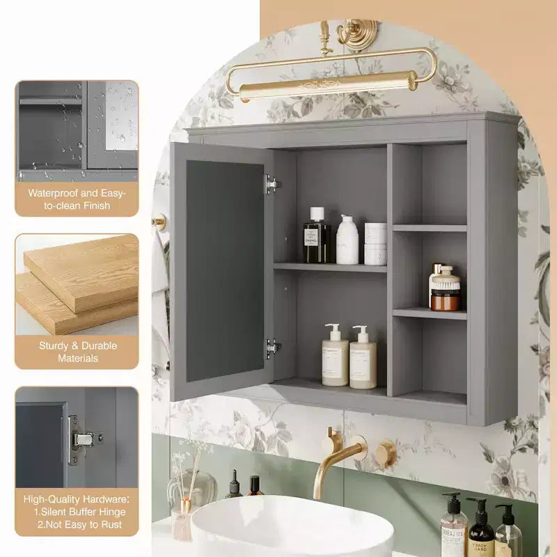 Armoire de toilette murale avec miroir et charnières à fermeture douce