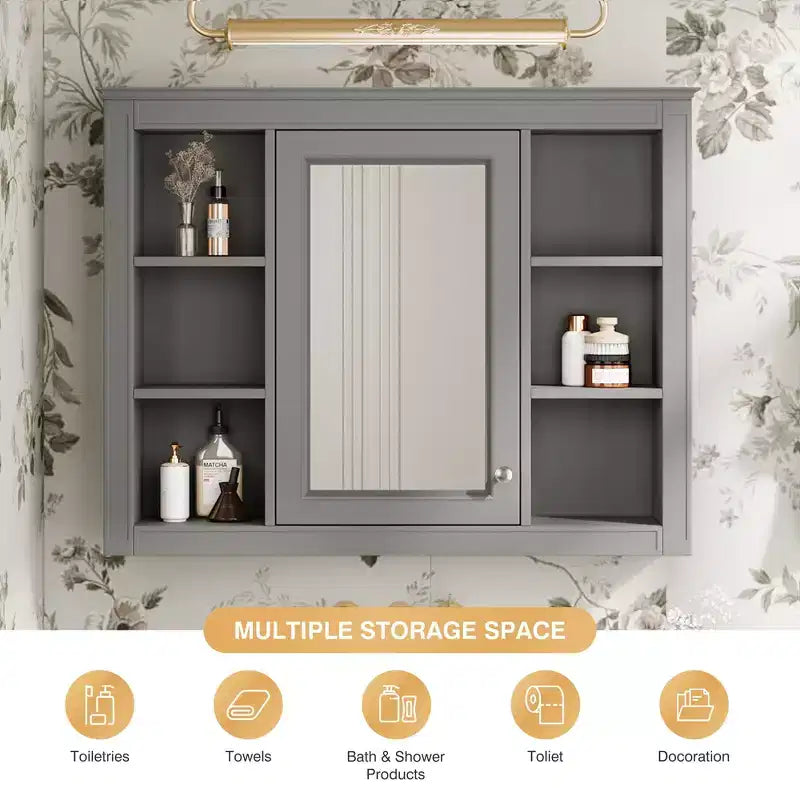 Armoire de toilette murale avec miroir et charnières à fermeture douce