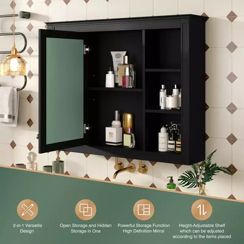 Armoire de toilette murale avec miroir et charnières à fermeture douce