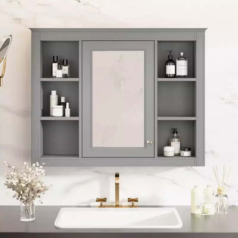 Armoire de toilette murale avec miroir et charnières à fermeture douce