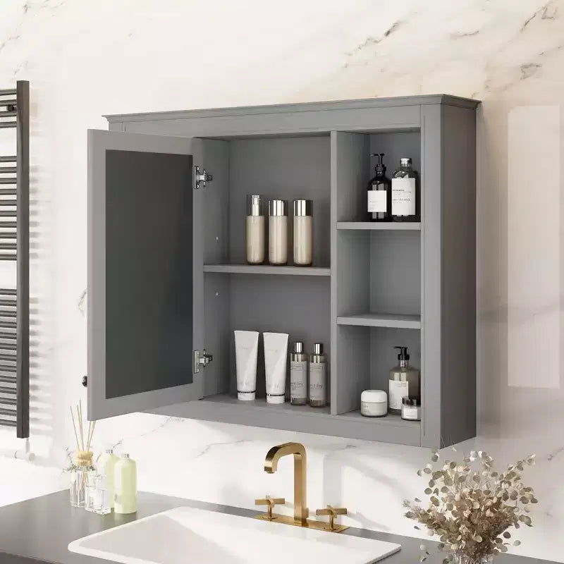 Armoire de toilette murale avec miroir et charnières à fermeture douce