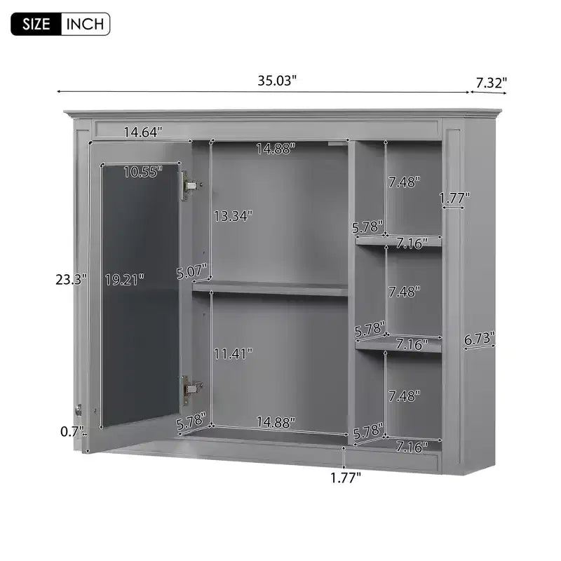 Armoire de toilette murale avec miroir et charnières à fermeture douce