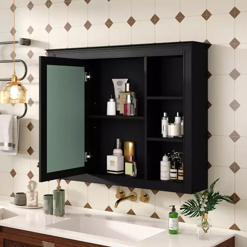 Armoire de toilette murale avec miroir et charnières à fermeture douce