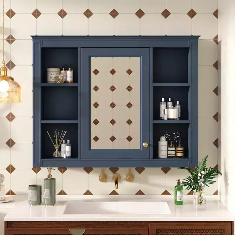 Armoire de toilette murale avec miroir et charnières à fermeture douce
