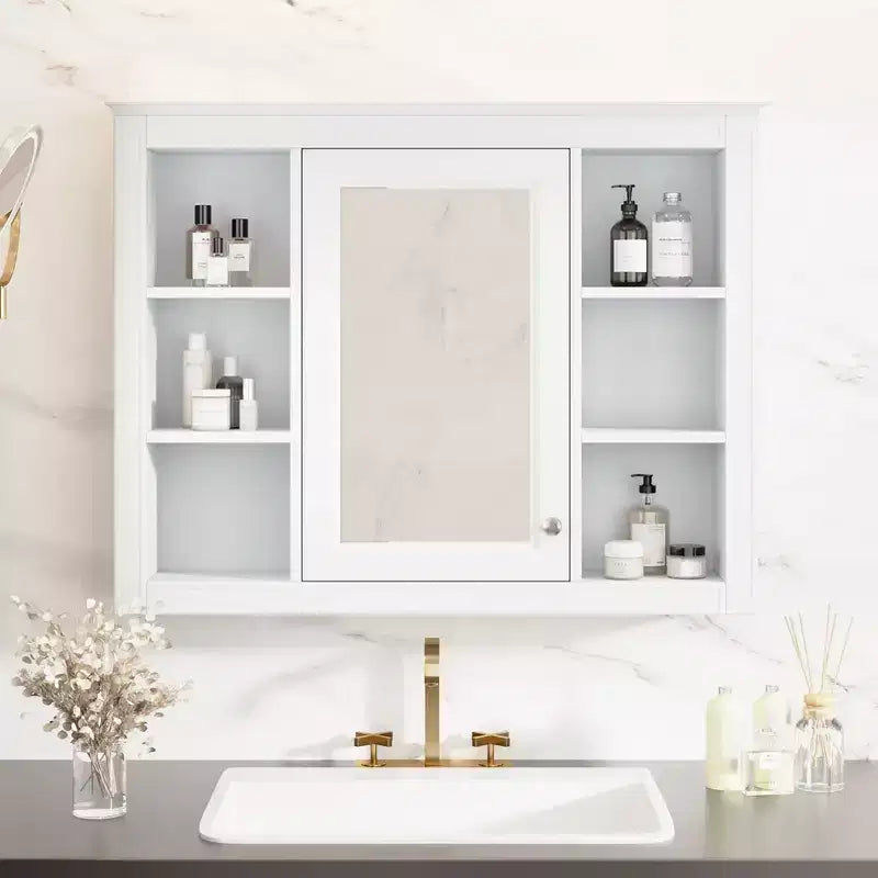 Armoire de toilette murale avec miroir et charnières à fermeture douce