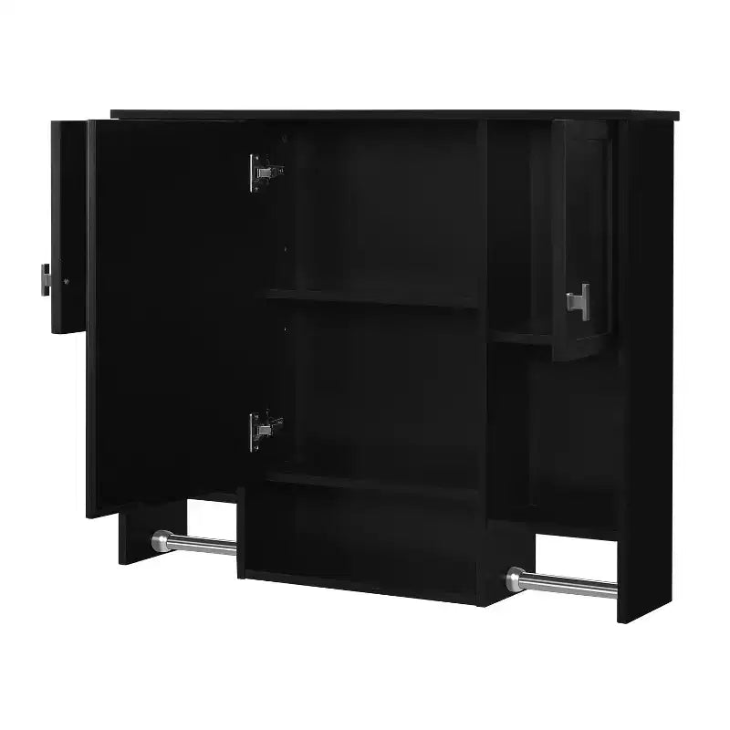 Armoire à pharmacie de salle de bain encastrée avec miroir et porte-serviettes
