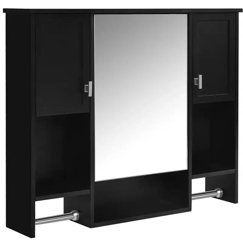 Armoire à pharmacie de salle de bain encastrée avec miroir et porte-serviettes