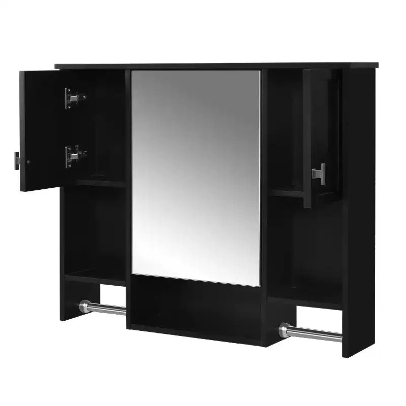Armoire à pharmacie de salle de bain encastrée avec miroir et porte-serviettes
