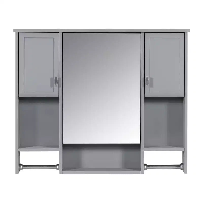 Armoire à pharmacie de salle de bain encastrée avec miroir et porte-serviettes