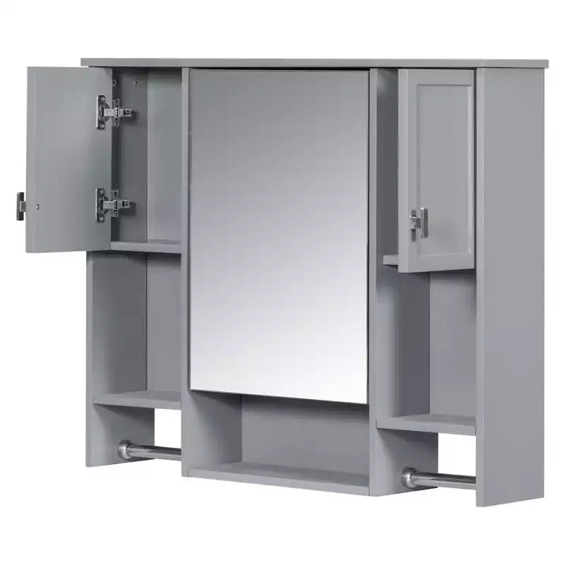 Armoire à pharmacie de salle de bain encastrée avec miroir et porte-serviettes