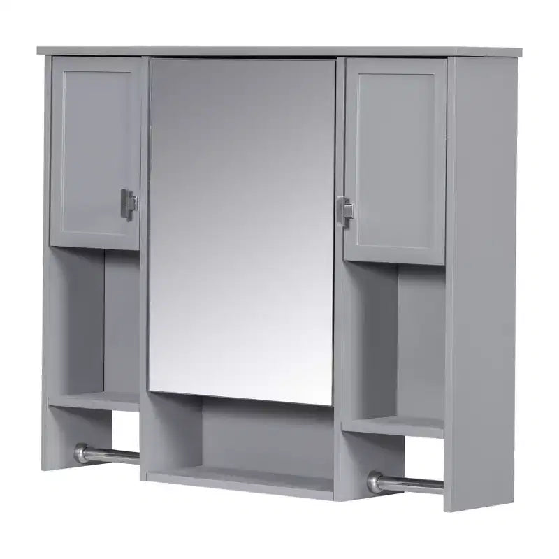 Armoire à pharmacie de salle de bain encastrée avec miroir et porte-serviettes