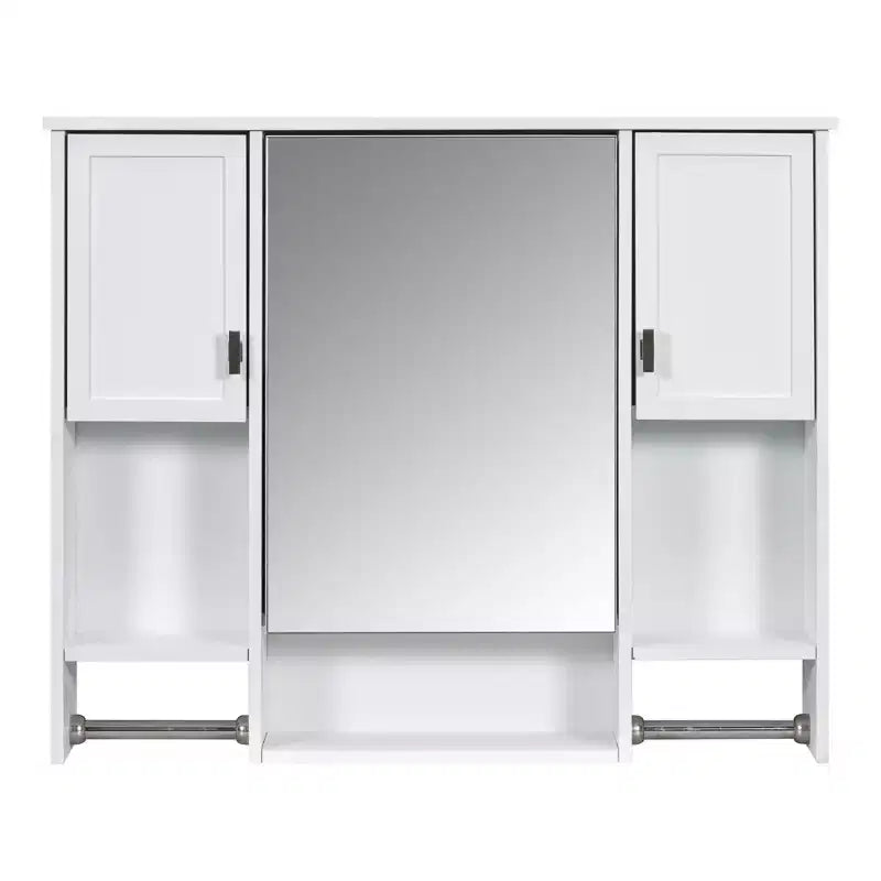 Armoire à pharmacie de salle de bain encastrée avec miroir et porte-serviettes