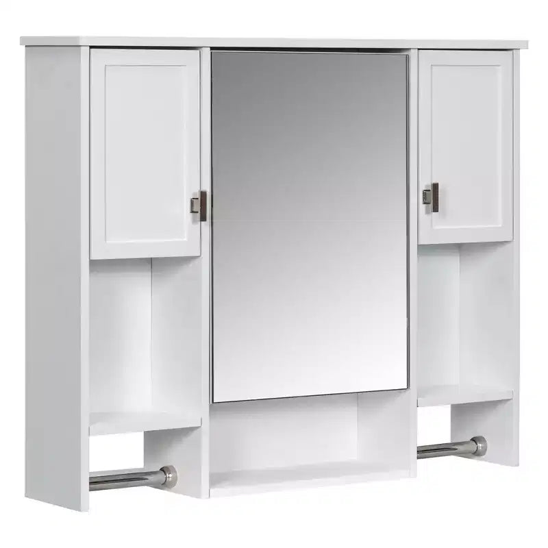 Armoire à pharmacie de salle de bain encastrée avec miroir et porte-serviettes