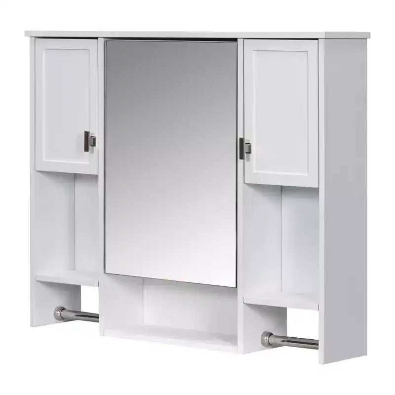 Armoire à pharmacie de salle de bain encastrée avec miroir et porte-serviettes