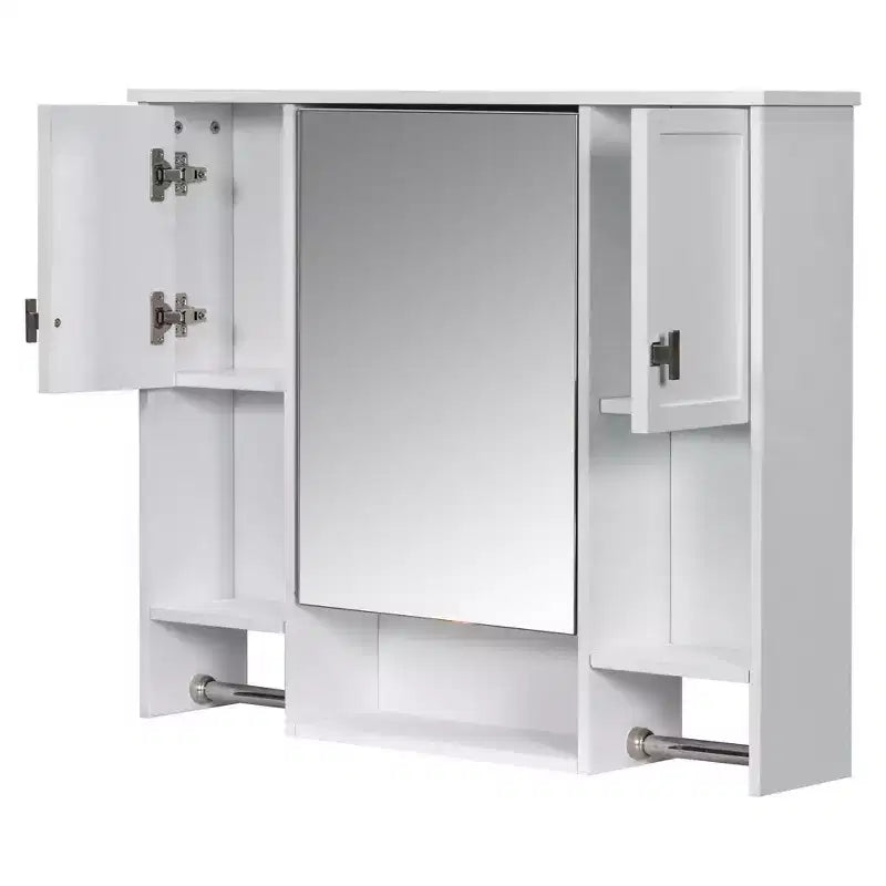Armoire à pharmacie de salle de bain encastrée avec miroir et porte-serviettes