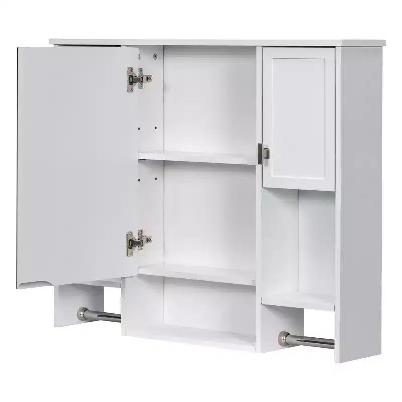Armoire à pharmacie de salle de bain encastrée avec miroir et porte-serviettes