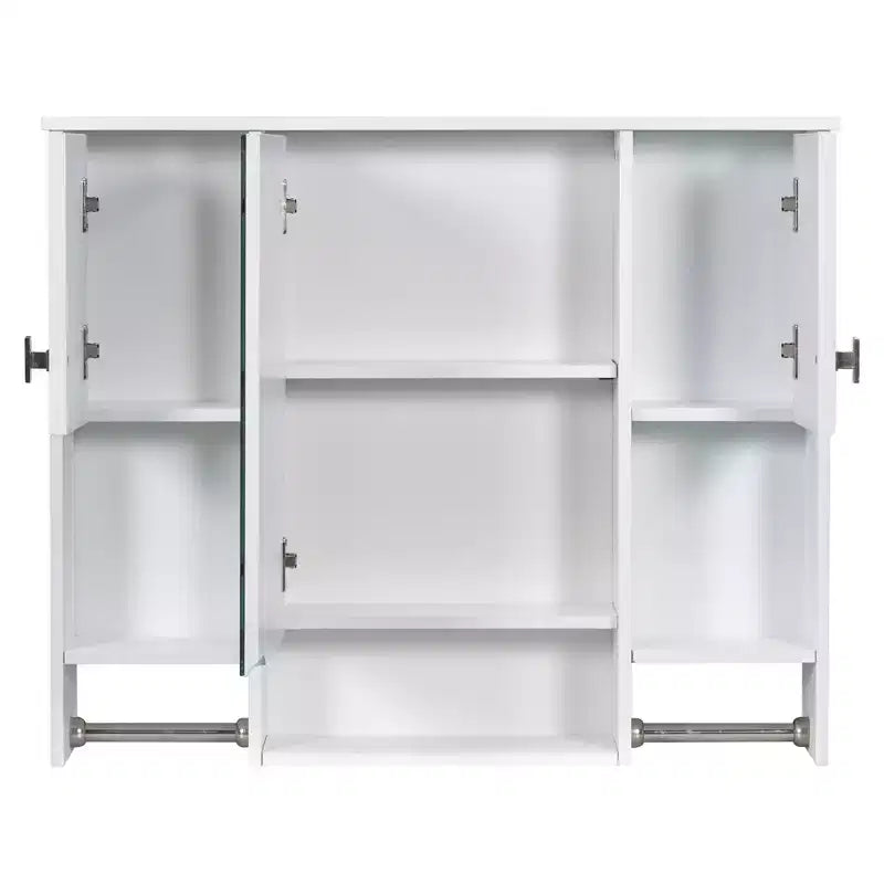 Armoire à pharmacie de salle de bain encastrée avec miroir et porte-serviettes