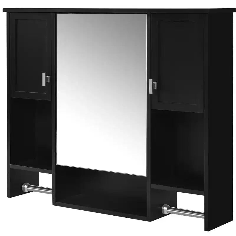 Armoire à pharmacie de salle de bain encastrée avec miroir et porte-serviettes