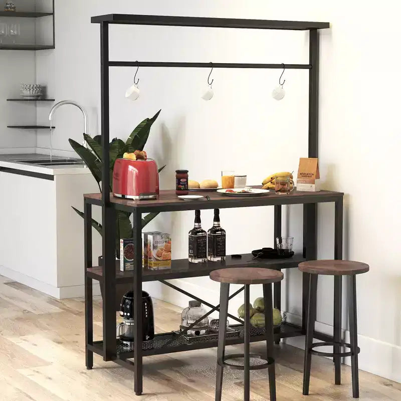 Îlot de cuisine, étagère à pâtisserie, étagère de four à micro-ondes à trois niveaux avec espace de rangement