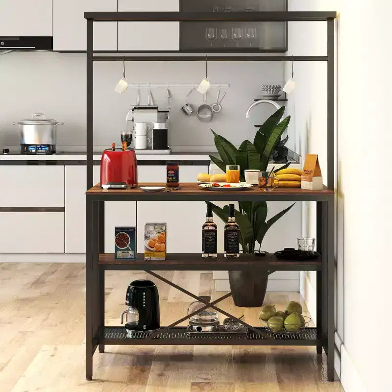 Îlot de cuisine, étagère à pâtisserie, étagère de four à micro-ondes à trois niveaux avec espace de rangement