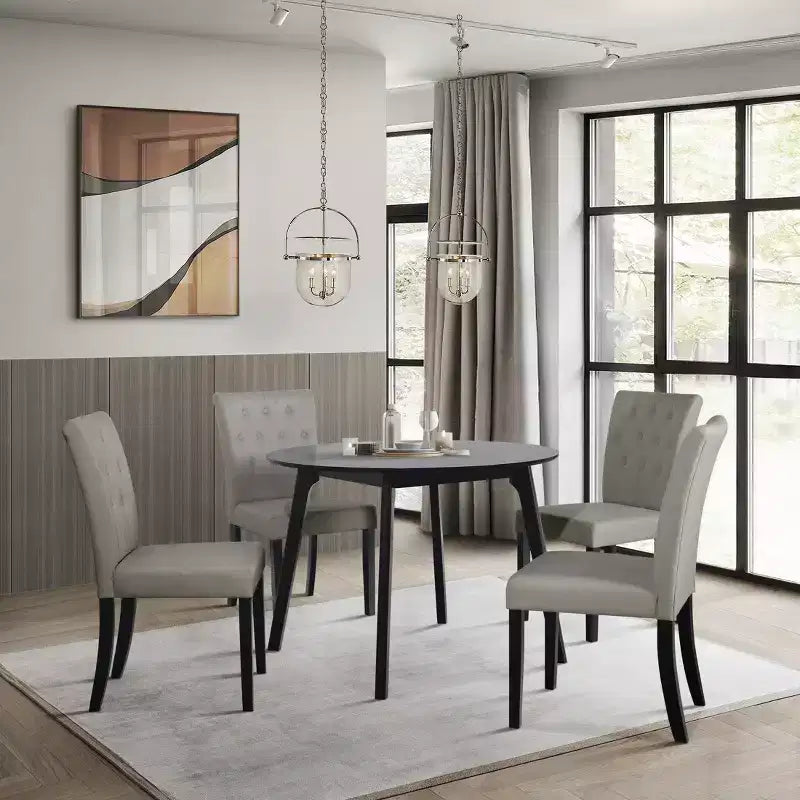 Ensemble table et chaises de salle à manger, avec housses de chaises en lin incluses