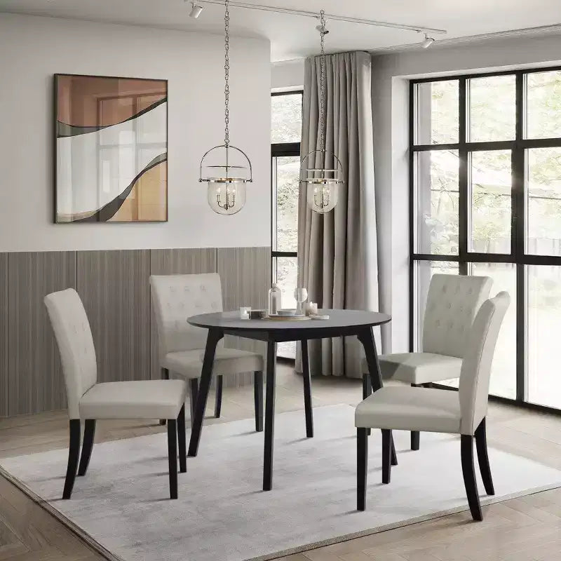 Ensemble table et chaises de salle à manger, avec housses de chaises en lin incluses