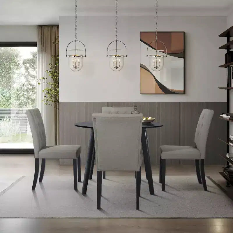 Ensemble table et chaises de salle à manger, avec housses de chaises en lin incluses