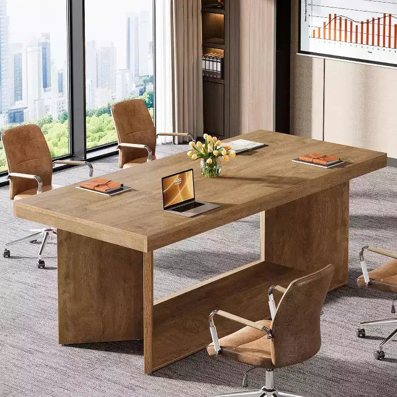 Bureau de direction, bureau informatique avec piètement robuste, établi/bureau de style campagnard.