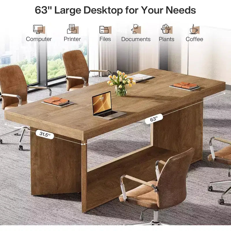 Bureau de direction, bureau informatique avec piètement robuste, établi/bureau de style campagnard.