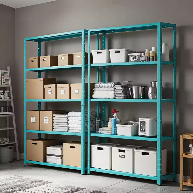 Étagère de rangement réglable à cinq niveaux, bibliothèque en métal, idéale pour la maison, le garage ou le cellier.