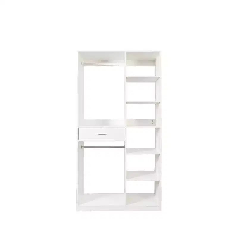 Système de penderie autoportante, penderie autoportante avec 6 étagères ouvertes, dressing en bois.
