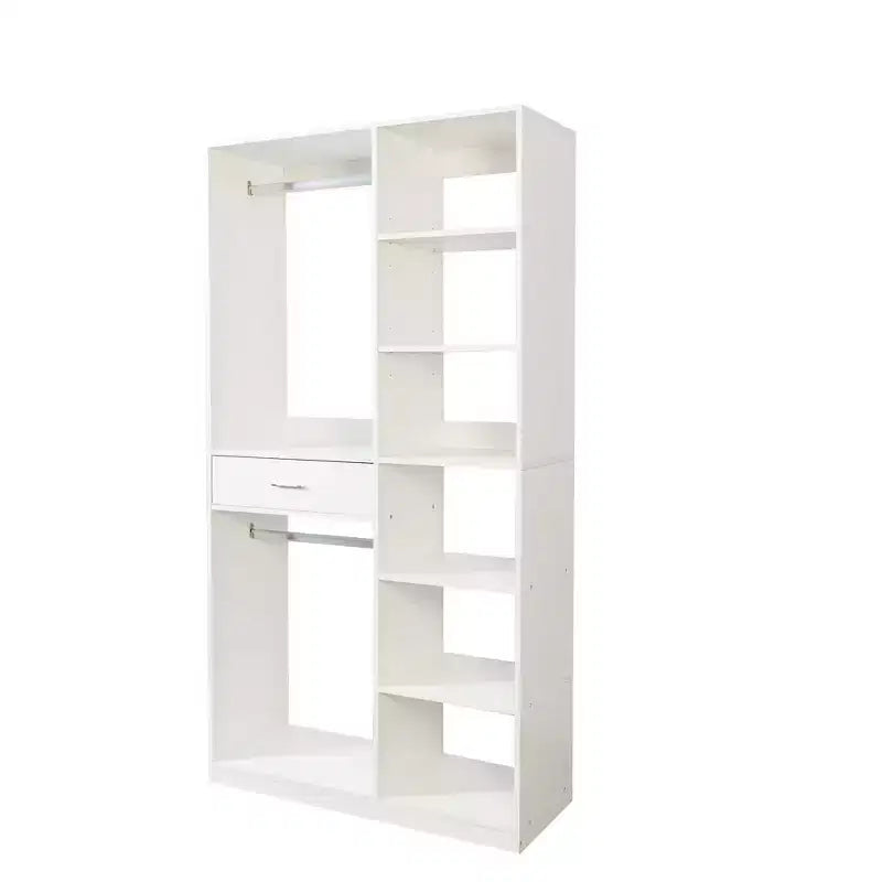 Système de penderie autoportante, penderie autoportante avec 6 étagères ouvertes, dressing en bois.