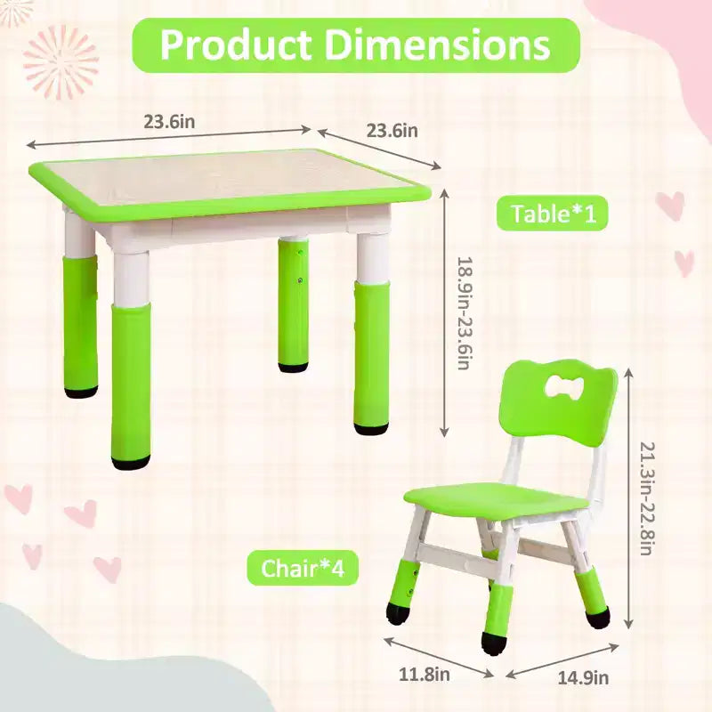 Ensemble table et chaises pour enfants, ensemble table et chaises pour tout-petits réglables en hauteur