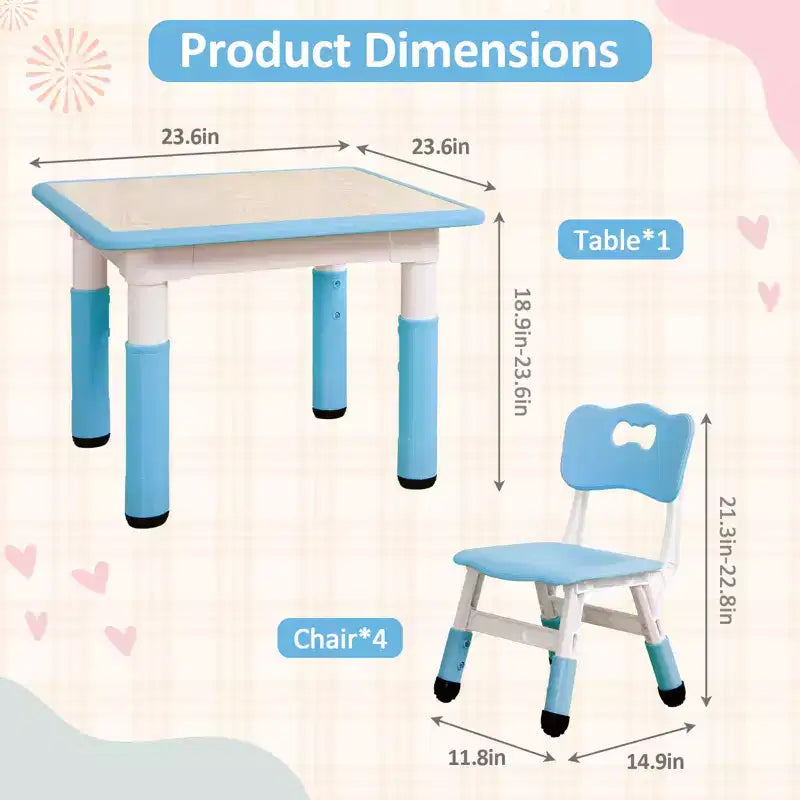 Ensemble table et chaises pour enfants, ensemble table et chaises pour tout-petits réglables en hauteur
