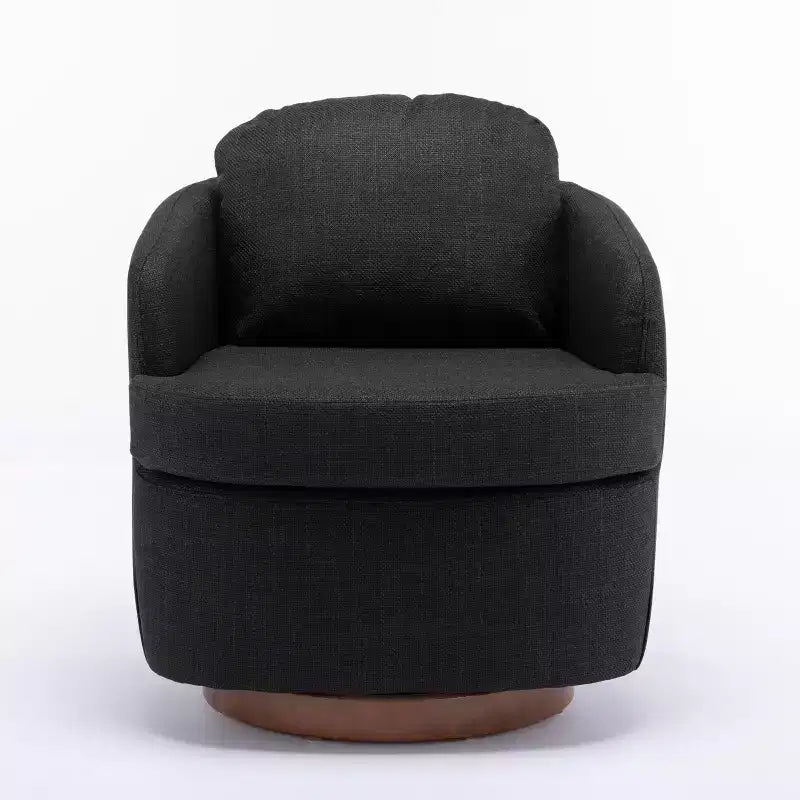 Fauteuil de salon, fauteuil pivotant avec coussins, pieds ronds en bois massif.