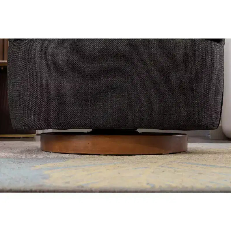 Fauteuil de salon, fauteuil pivotant avec coussins, pieds ronds en bois massif.