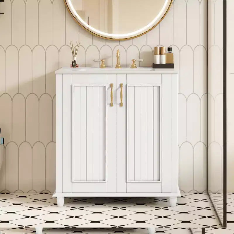 Meuble-lavabo avec vasque, meuble de rangement de salle de bain avec tiroirs, meuble-lavabo simple vasque