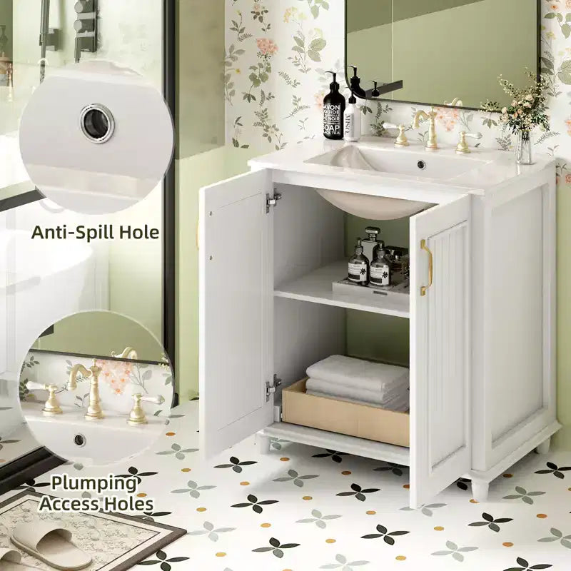 Meuble-lavabo avec vasque, meuble de rangement de salle de bain avec tiroirs, meuble-lavabo simple vasque