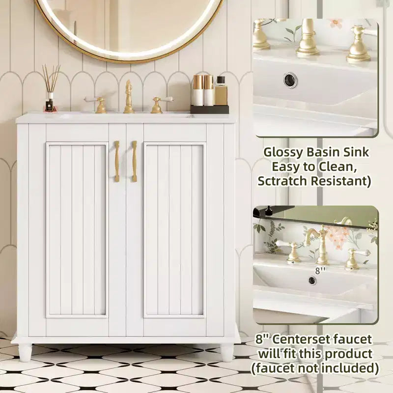 Meuble-lavabo avec vasque, meuble de rangement de salle de bain avec tiroirs, meuble-lavabo simple vasque