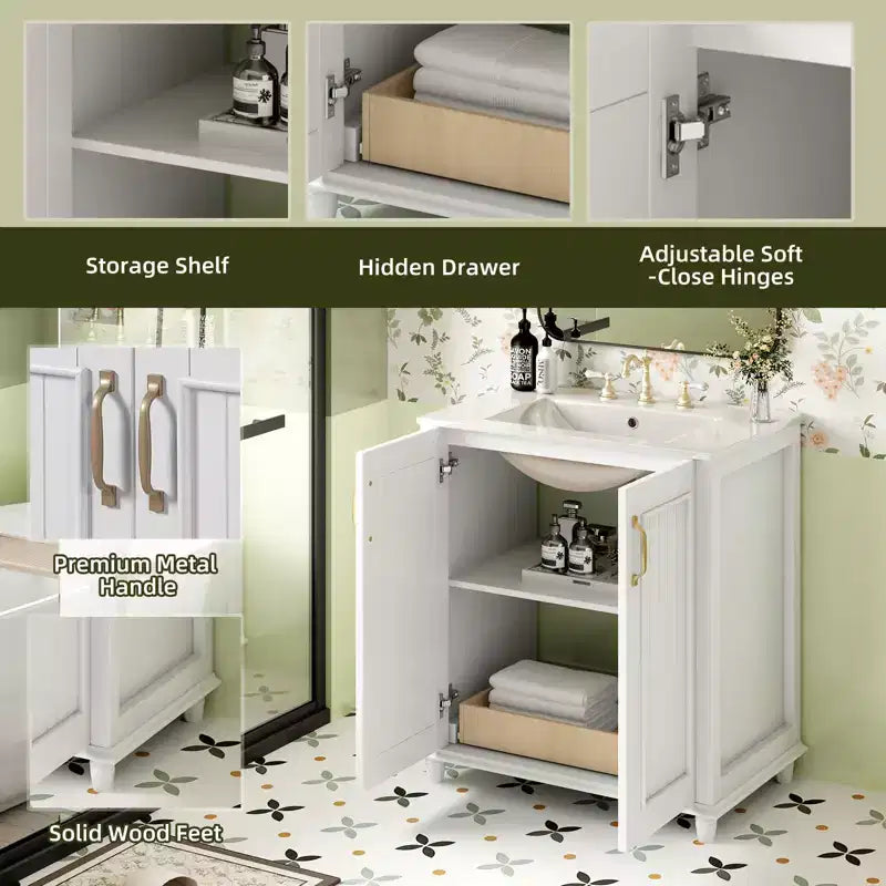 Meuble-lavabo avec vasque, meuble de rangement de salle de bain avec tiroirs, meuble-lavabo simple vasque