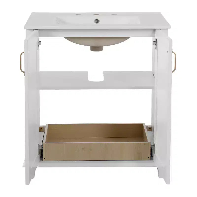 Meuble-lavabo avec vasque, meuble de rangement de salle de bain avec tiroirs, meuble-lavabo simple vasque