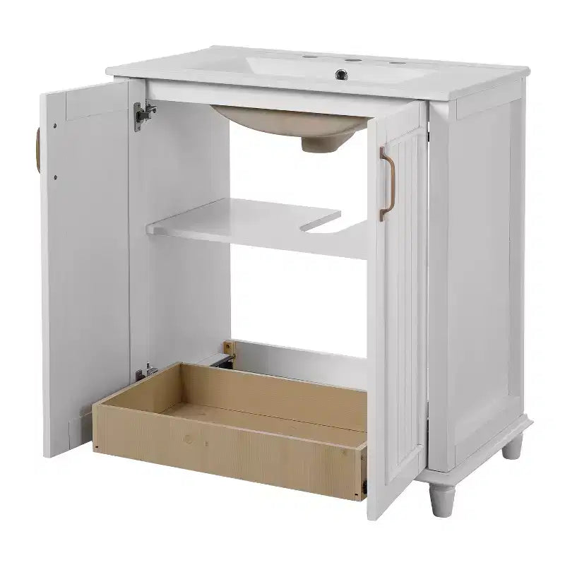 Meuble-lavabo avec vasque, meuble de rangement de salle de bain avec tiroirs, meuble-lavabo simple vasque